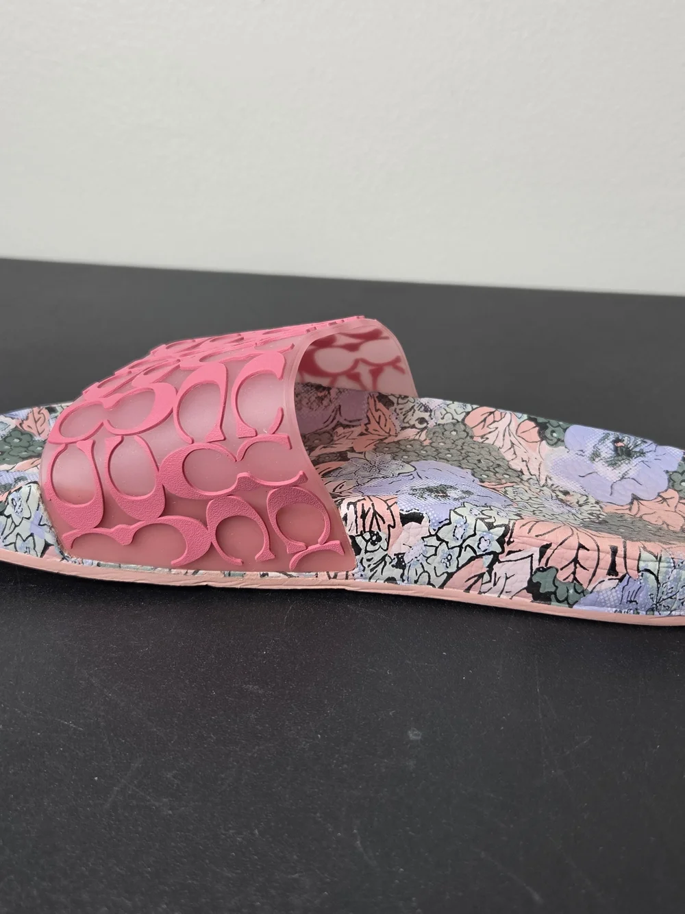 Coach Udele Sport Slide Floral Bottom Pink Rubber Upper